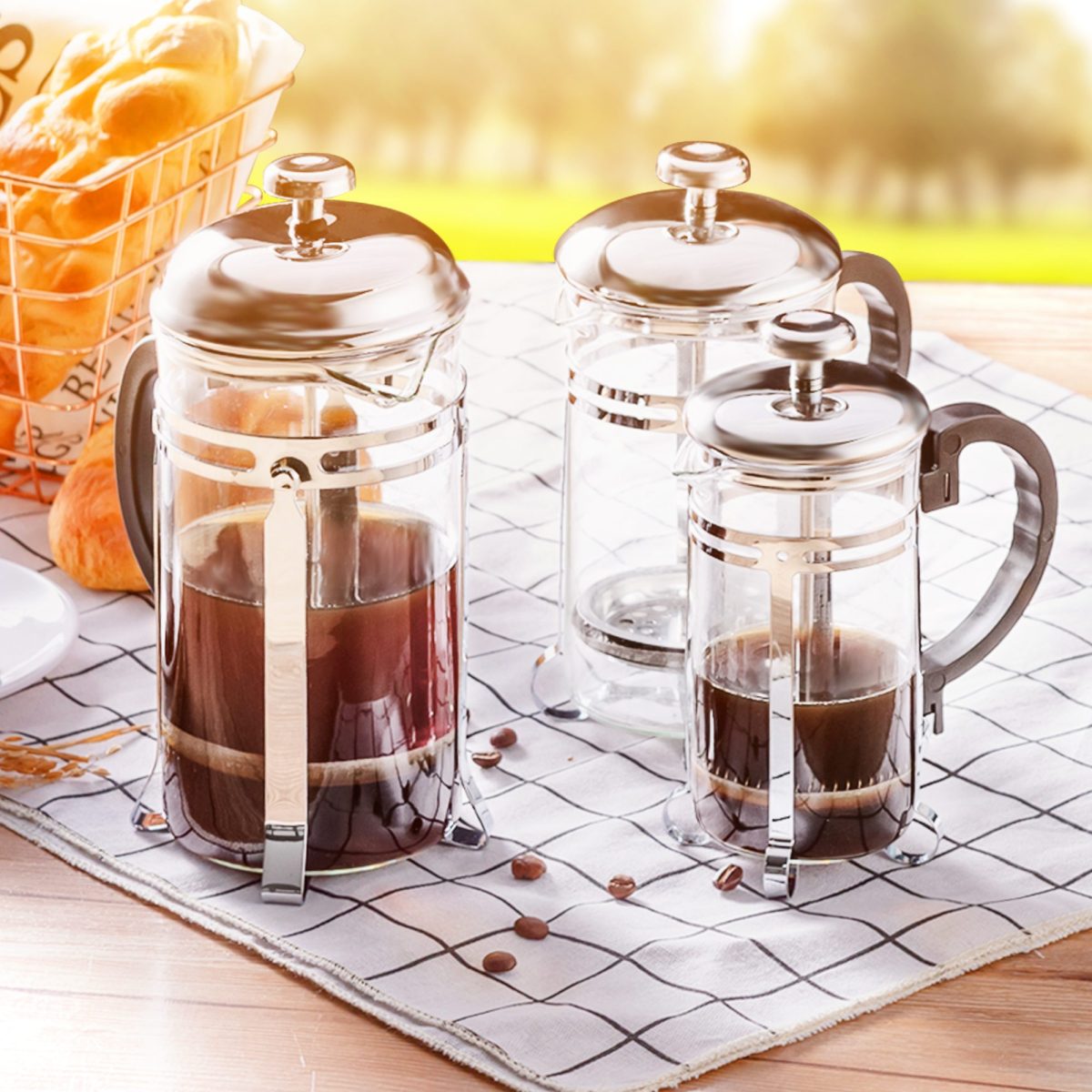 Heat Resistant Glass French Press with Triple Filters